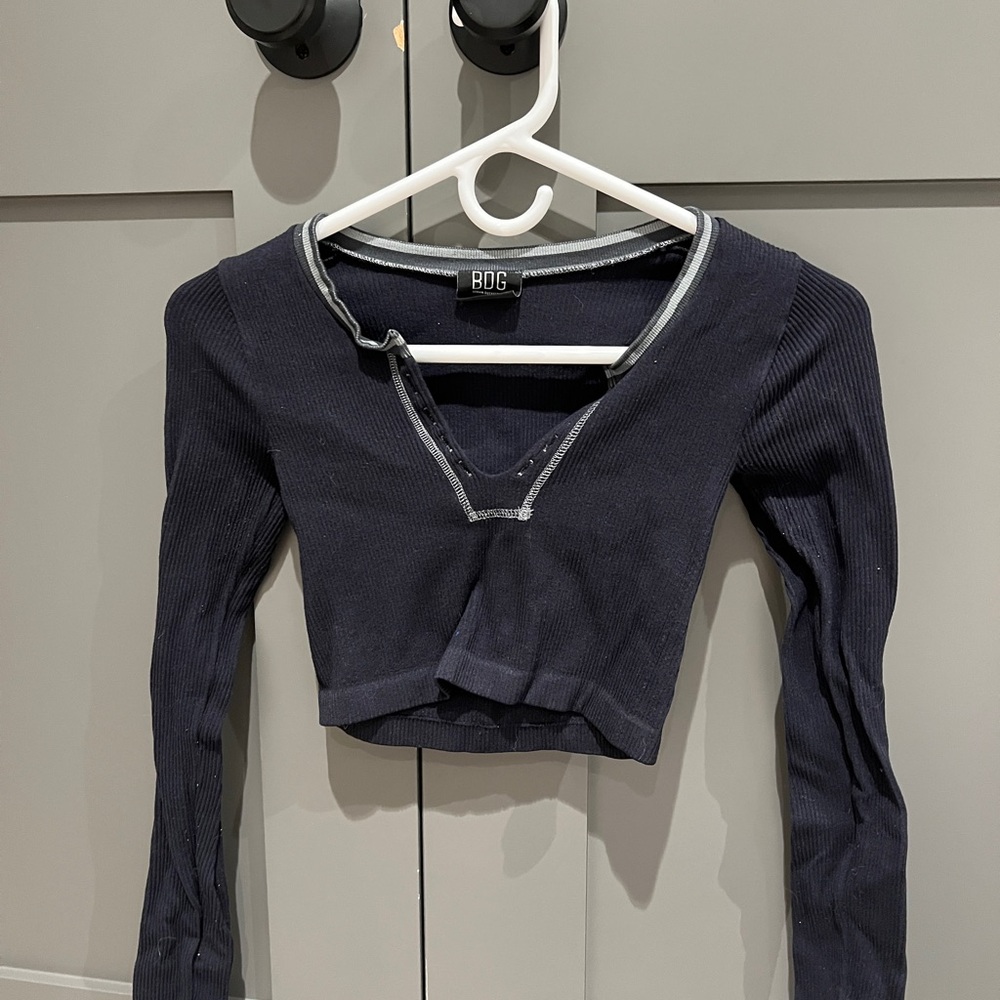BDG Urban Outfitters Navy Long Sleeve Go For Gold Crop Top